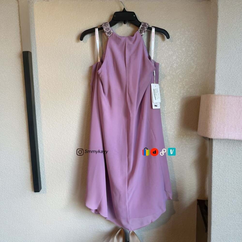 JJ House A-line Scoop Knee-Length Chiffon Cocktail Dress With Beading